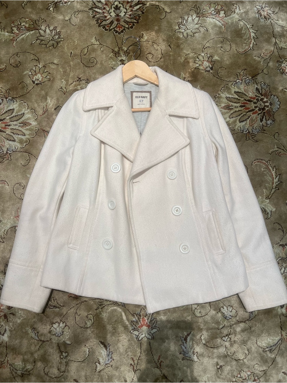 Old Navy wool Women's Cream Double-Breasted Peacoat